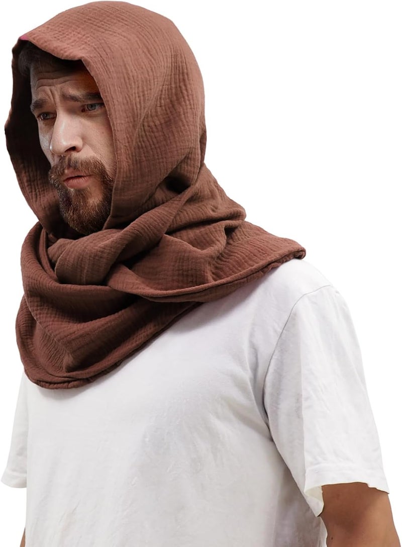 CosInStyle Women Men Fashion Pullover Scarf Hooded Scarf | Multifunctional Medieval Linen Cotton Cowl Hood Vintage Goth Cape Costume - Image 5